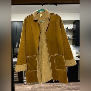 Camel Sherling coat size Large